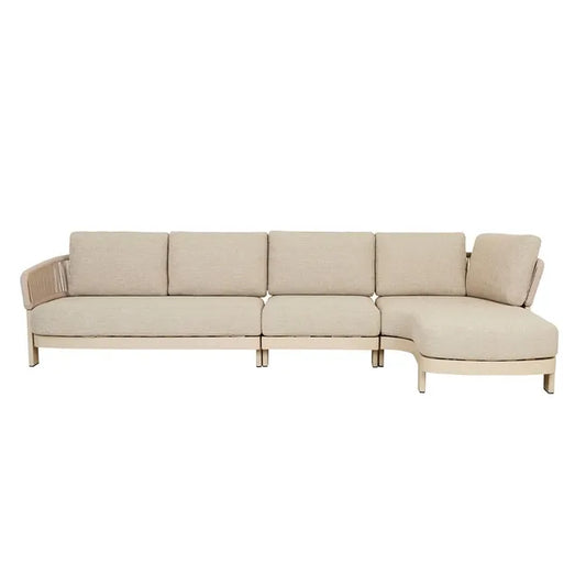 Valencia Rope 4-Seater Right Chaise with Arm - Natural/Sand